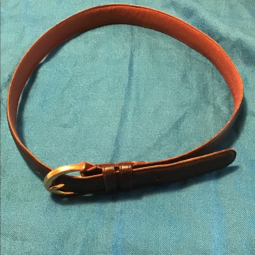 Coach Brown Leather Belt with Gold-Tone Buckle